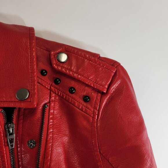 SPYM Faux Leather Moto Jacket Red Size Medium NWT - Picture 6 of 12